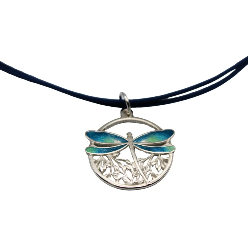 COLGANTE PEQUEÑO PLATA DE LEY ART NOUVEAU LIBÉLULA AZUL - Imagen 2