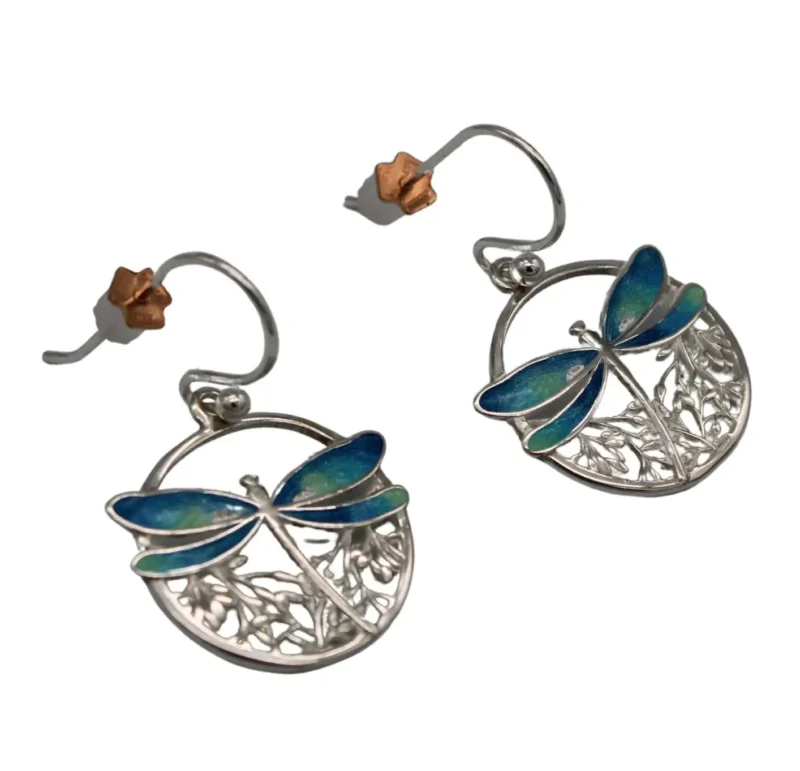 PENDIENTES PLATA DE LEY ART NOUVEAU CON LIBÉLULA