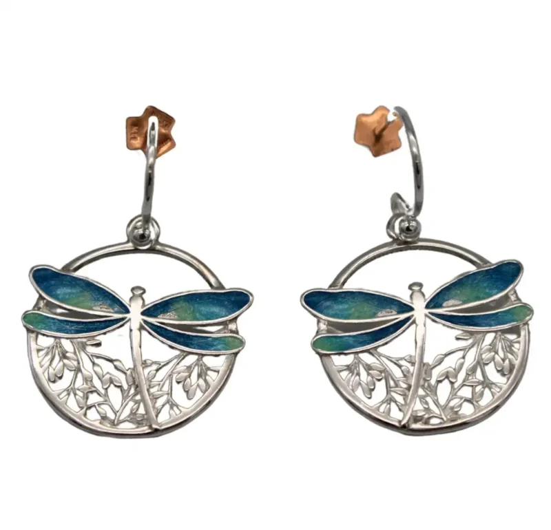 PENDIENTES PLATA DE LEY ART NOUVEAU CON LIBÉLULA - Imagen 2