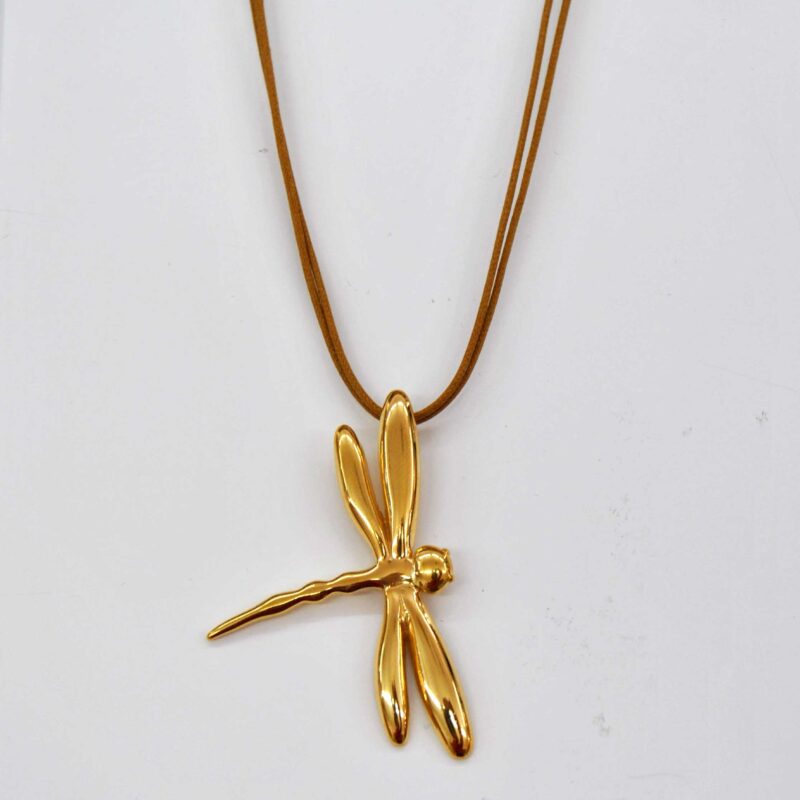 COLGANTE LIBÉLULA CON BAÑO DE ORO