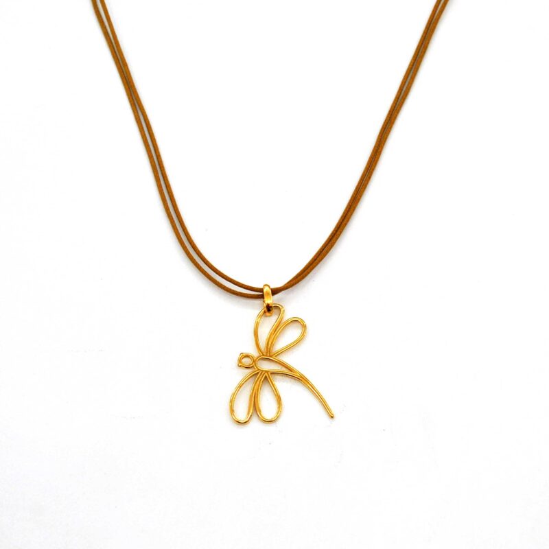 COLGANTE LIBÉLULA SILUETA GRANDE BAÑO DE ORO