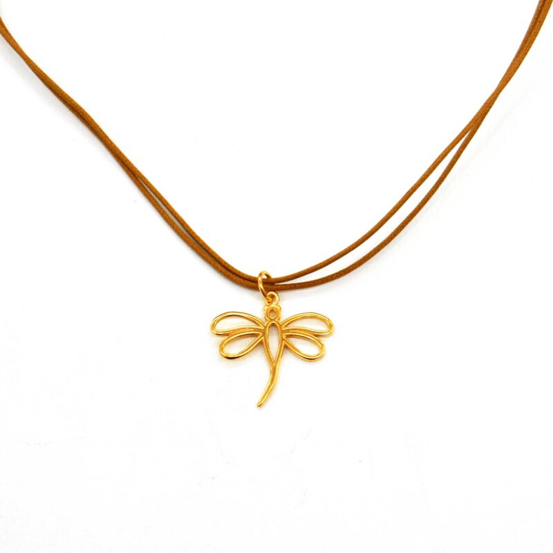 COLGANTE PEQUEÑO LIBÉLULA SILUETA BAÑO DE ORO
